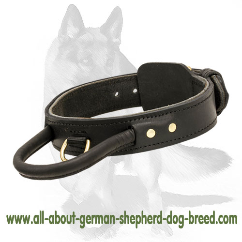 Practicable Reinforced Leather Collar for German Shepherd - Click Image to Close