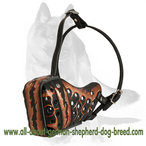 'French Roggeman' Magma Style Leather German Shepherd Muzzle