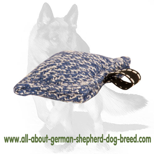 German Shepherd French Linen Pocket-Size Bite Tug with Small Loop