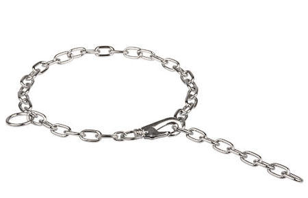 German Shepherd Chrome Plated Fur Saver Collar-Chrome Plated Fur Saver with Snap Hook 1/9 inch (3 mm)