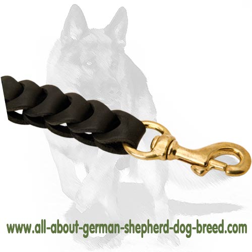 Durable leather Leash with Brass snap-hook