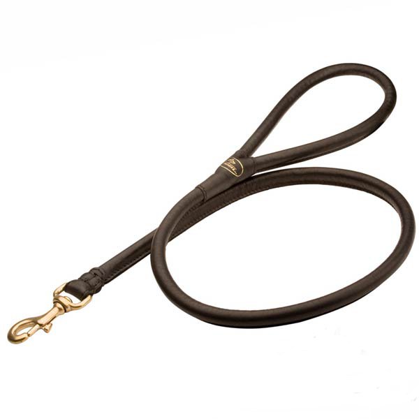 Extra strong round leather dog leash